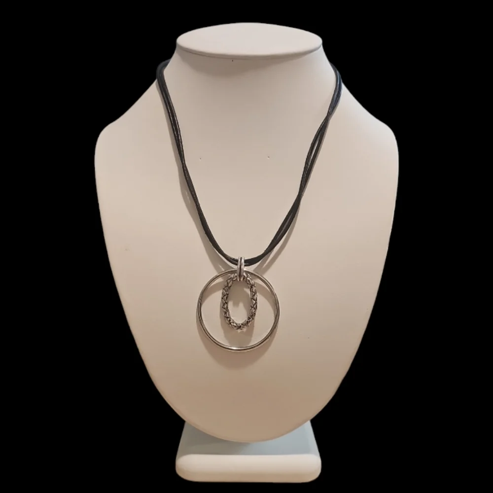 One of a kind Double Leather Strand & Two Piece Silver Pendant for Men